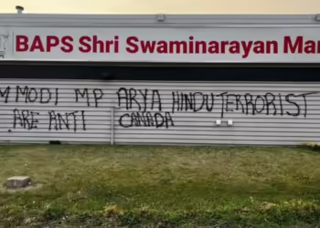 [ Free Press Journal ] Canada: Hindu Temple Vandalised, Defaced With Graffiti In Edmonton; Visuals Surface