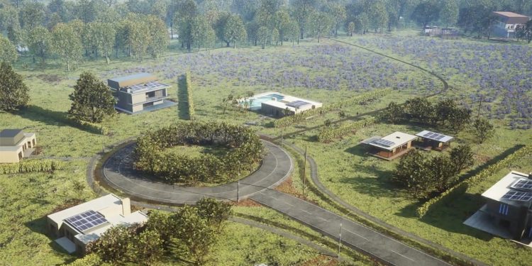 A computer rendering of SustainoLife’s Vedic Village. (Image courtesy of SustainoLife)